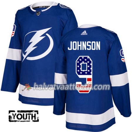 Lasten NHL Tampa Bay Lightning Pelipaita Tyler Johnson 9 Adidas 2017-2018 Blue USA Flag Fashion Authentic